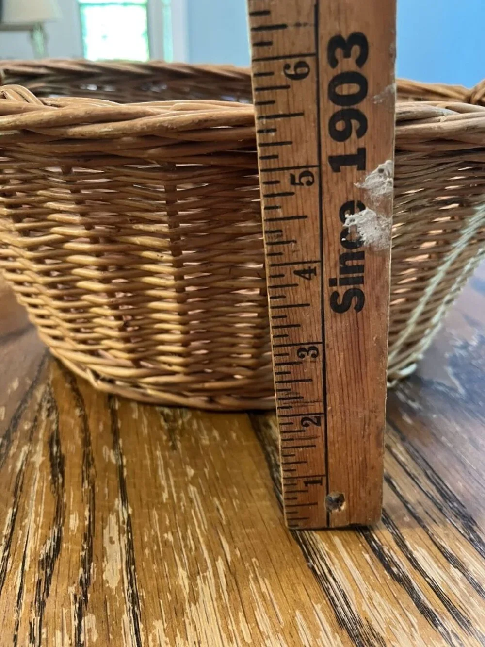 Vintage Wicker Laundry Basket Small Size French Country